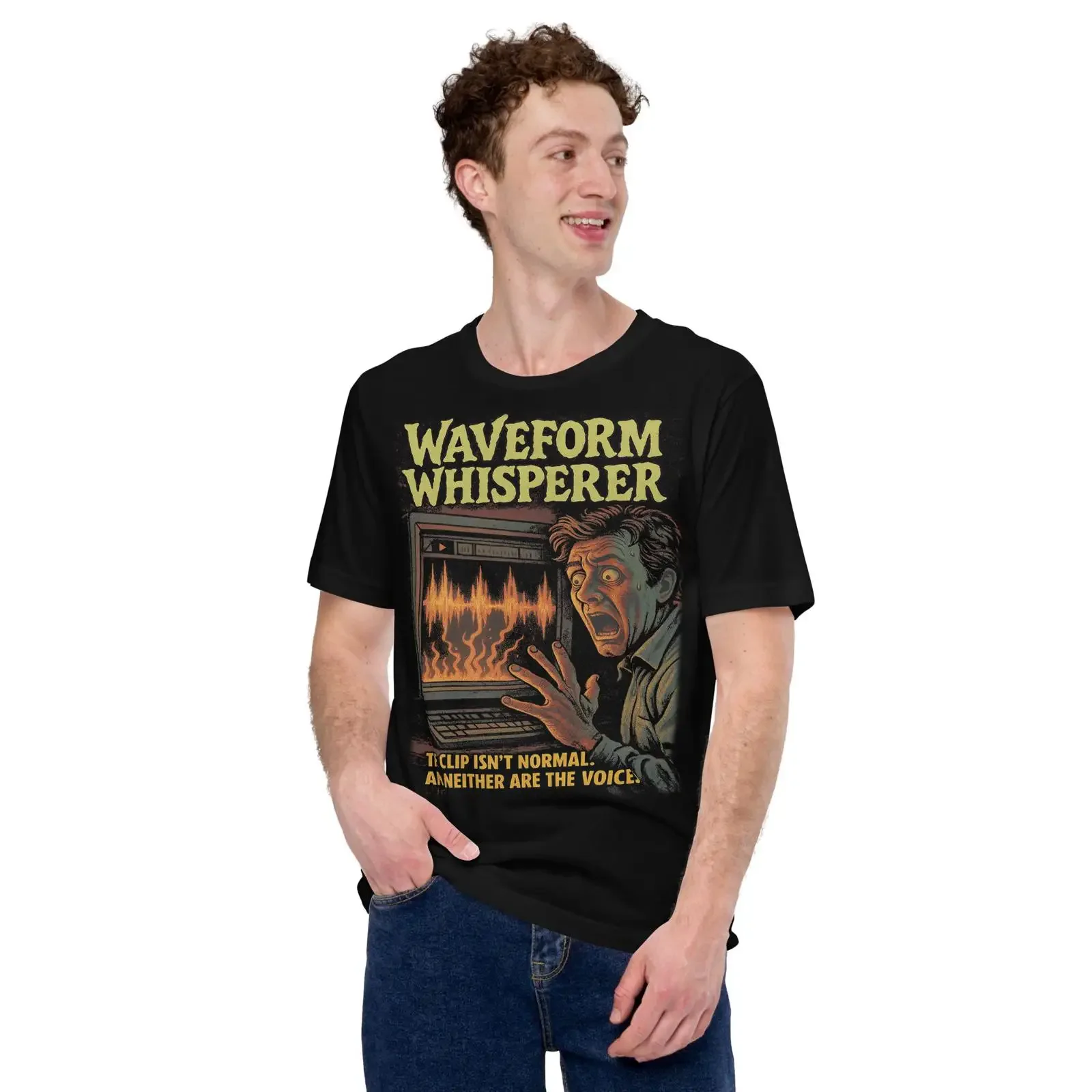 Waveform Whisperer Funny Audio Engineer Retro T shirt Black Sound Editor Humor vintage Washed Breathable Comfortable Casual