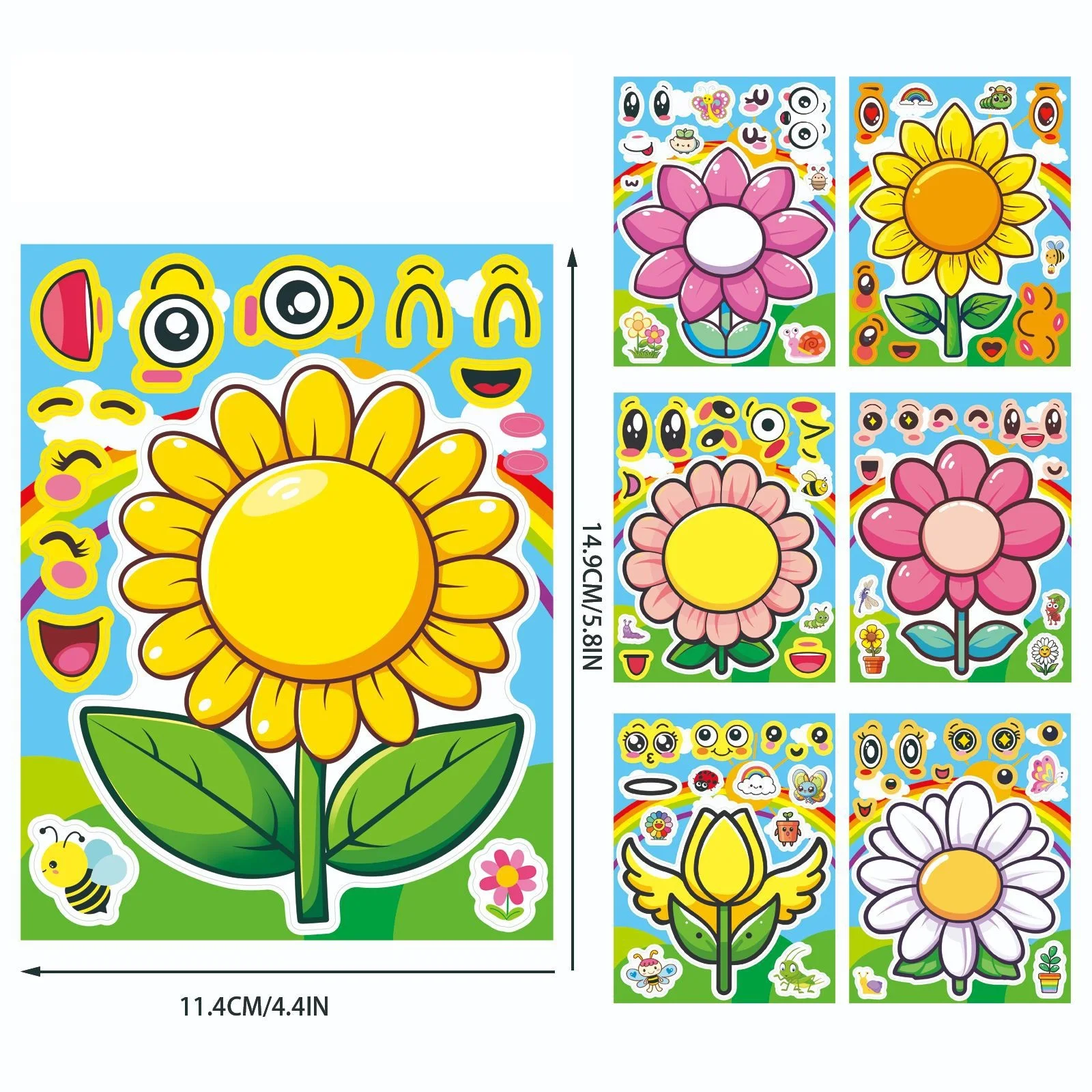 8/16/24 pezzi cartone animato girasole puzzle di grandi dimensioni adesivi creativi per la decorazione regalo valigia notebook frigorifero auto riutilizzabile