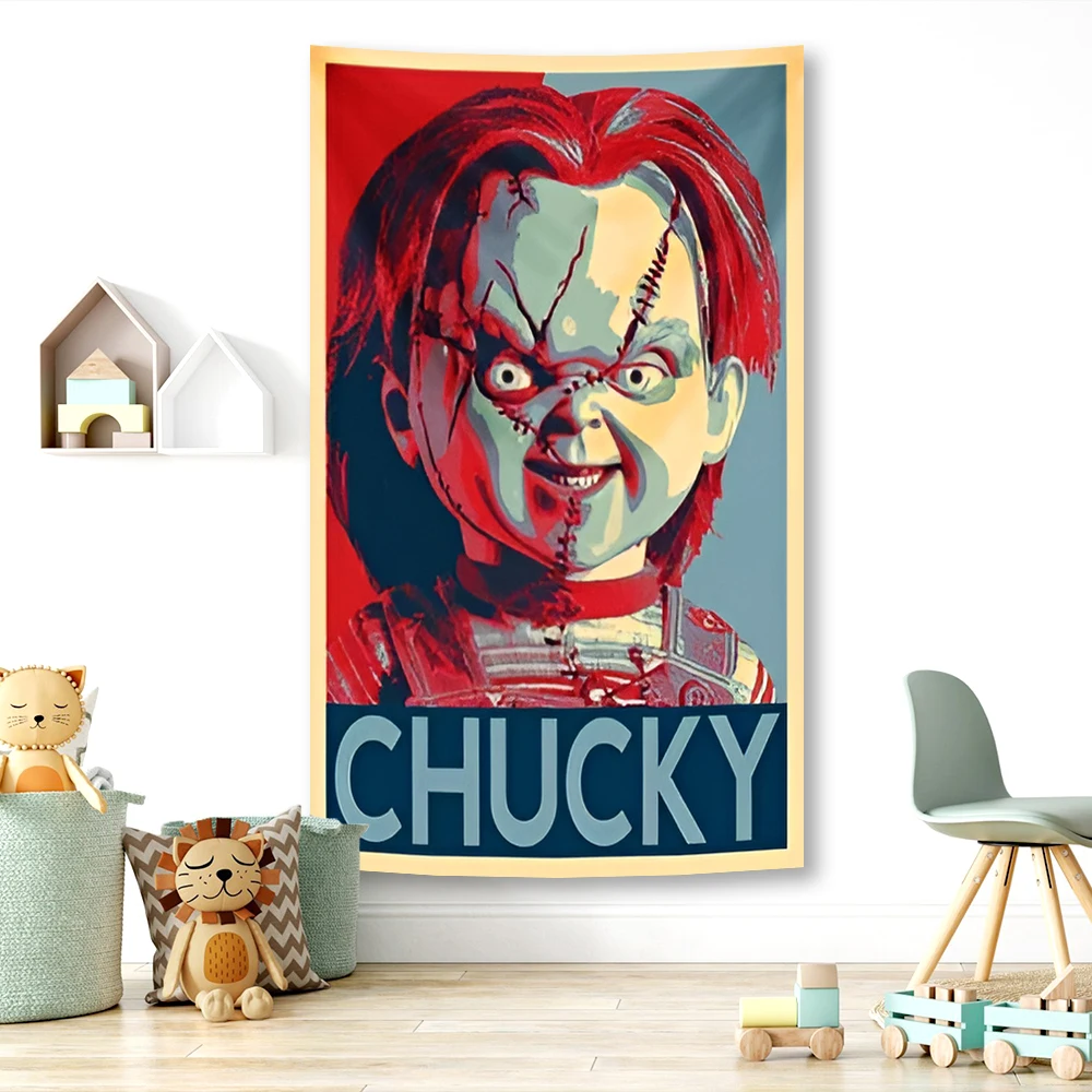 Bride Of Chucky Diamond Tapestry Classic Horror Movie Printing Wall Hanging Art Posters Living Room And Bedroom Dorm Decoration