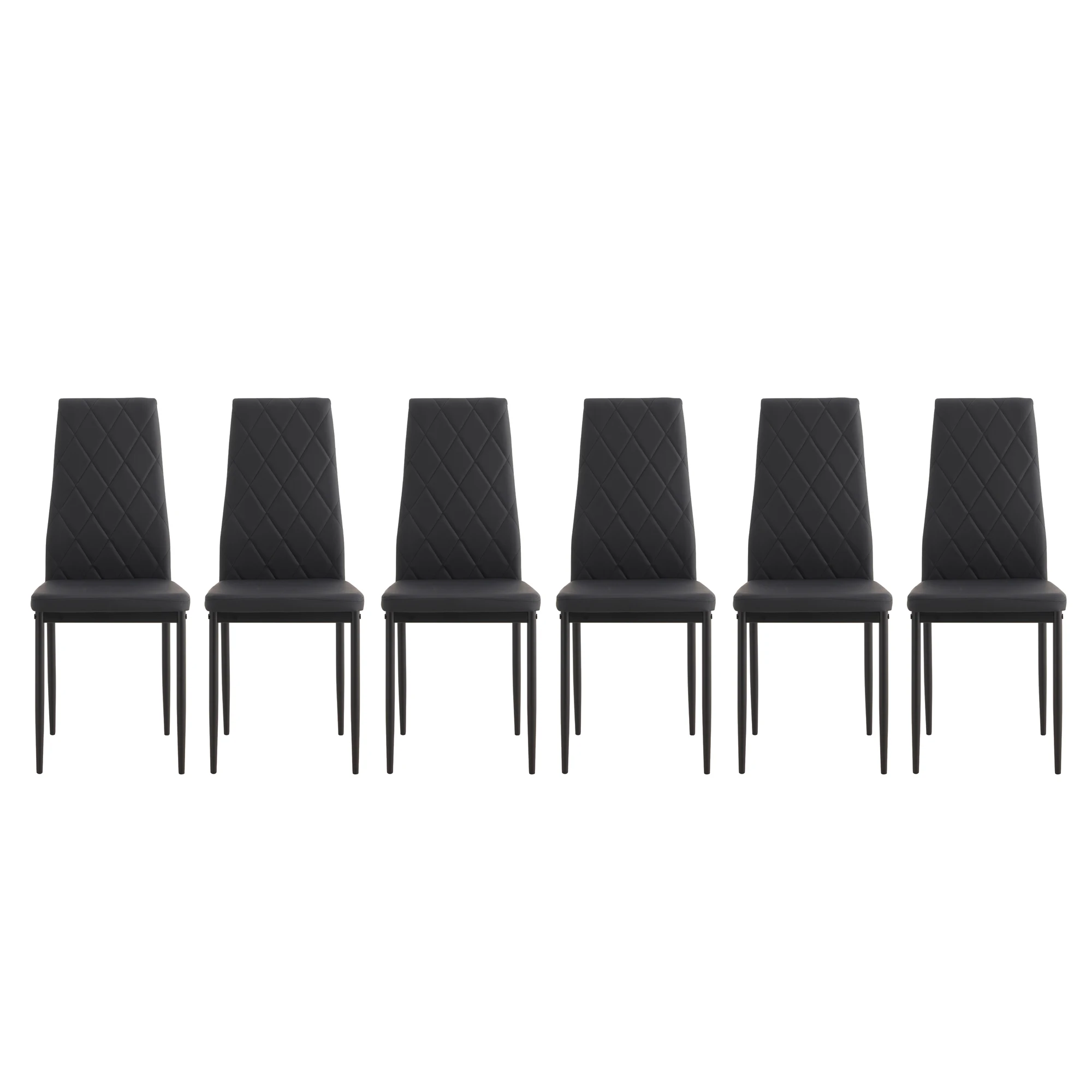 

38.6inch Dining Chair Set of 6 PU Soft Leather Diamond Shaped Dining Chairs Capacity 280lbs