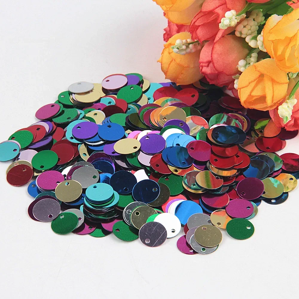 Paillette Sequin 10mm 15mm 20mm 25mm Large Flat Round Edge Hole Loose Sequins for Carfs Kids Dance DIY Decoration Lentejuela 10g