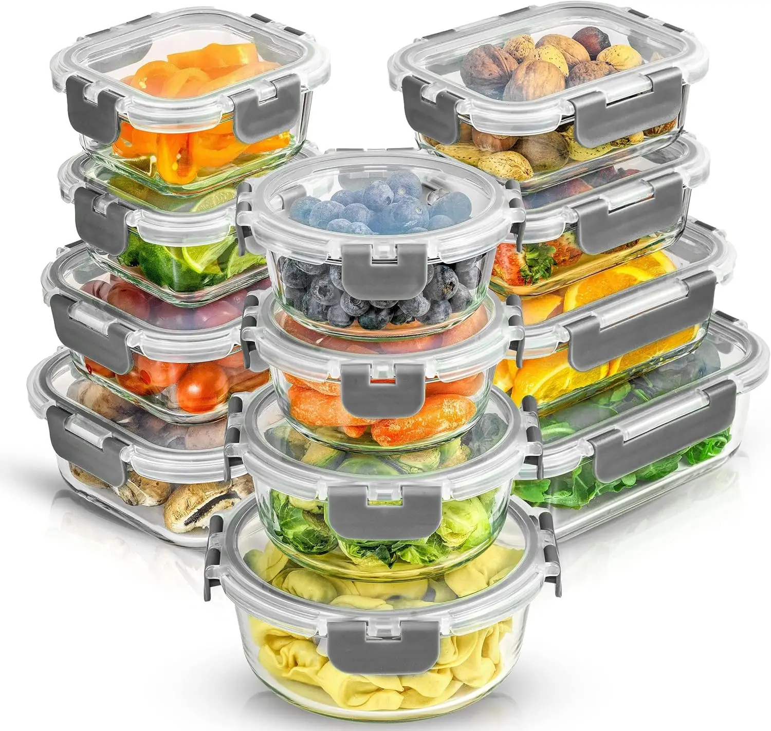 

Glass Food Storage Set with Lids | 12 Airtight Containers for Freezer, Oven & Microwave | Meal Prep & Kitchen Organization