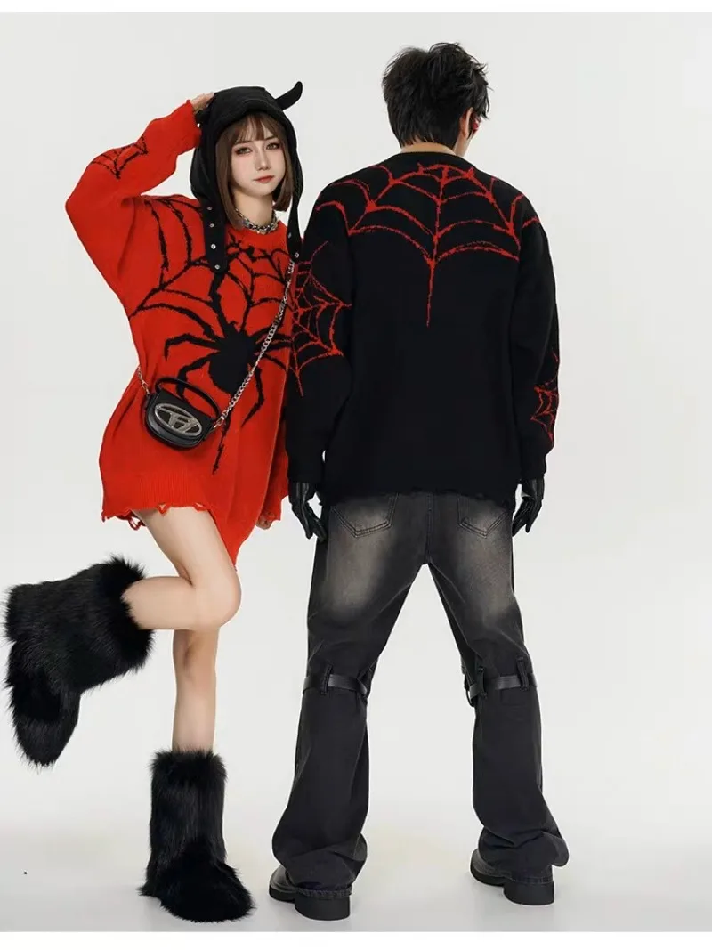 Gothic Sweater Women Clothes Spider Women Loose Sweatshirt Harajuku Oversize Hip Hop Long Sleeve T-Shirt Tops Y2k Neutral Style