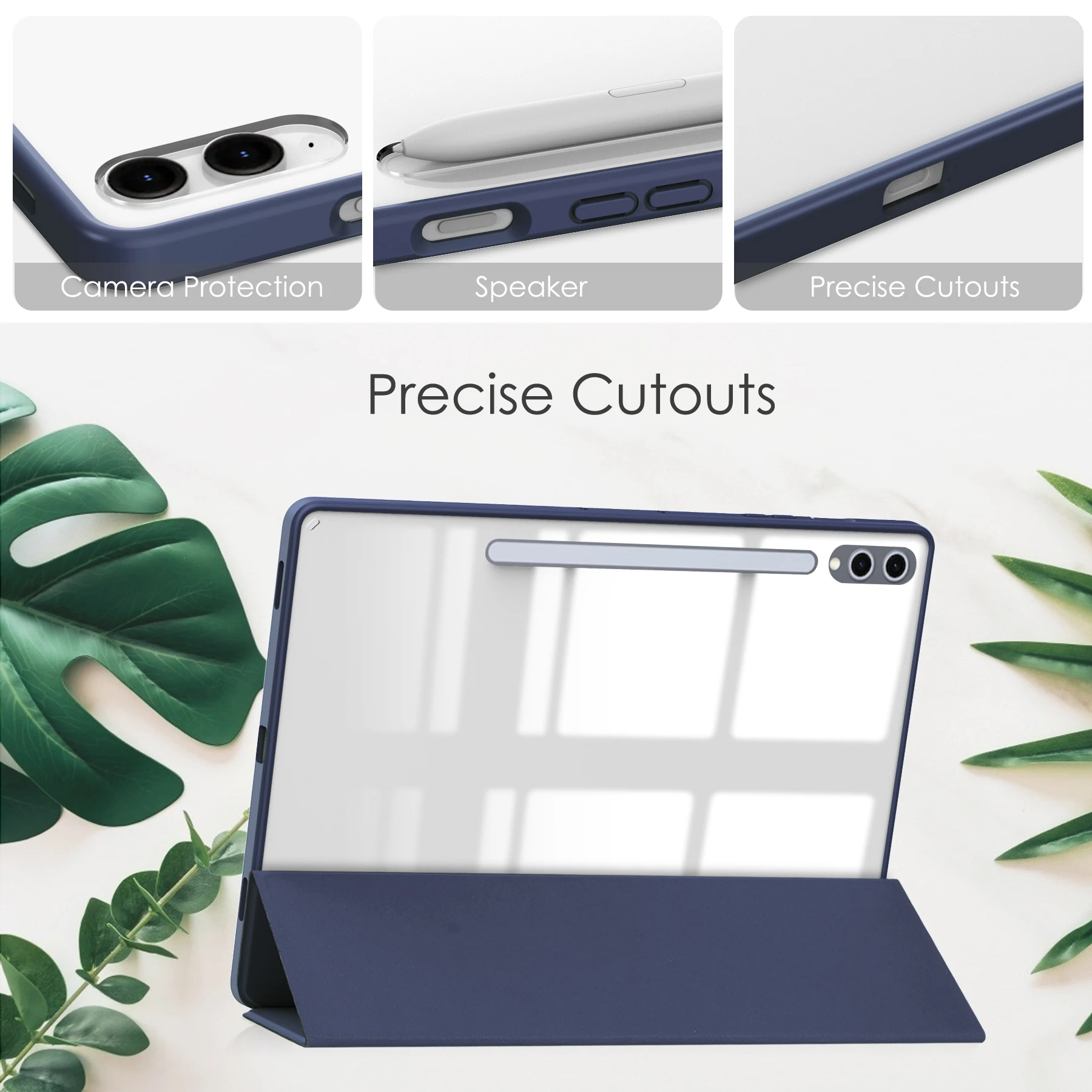 Image 6: Coque arrière en cuir transparente pour Samsung Tab S10 plus SM-X820, couverture veille/réveil automatique