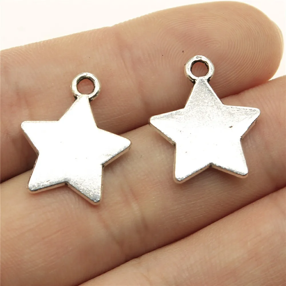 WYSIWYG 5pcs 20x17mm 2 Colors Antique Silver Color Antique Bronze Plated Star Pendants Charm Star Pendants Charm Star Charm