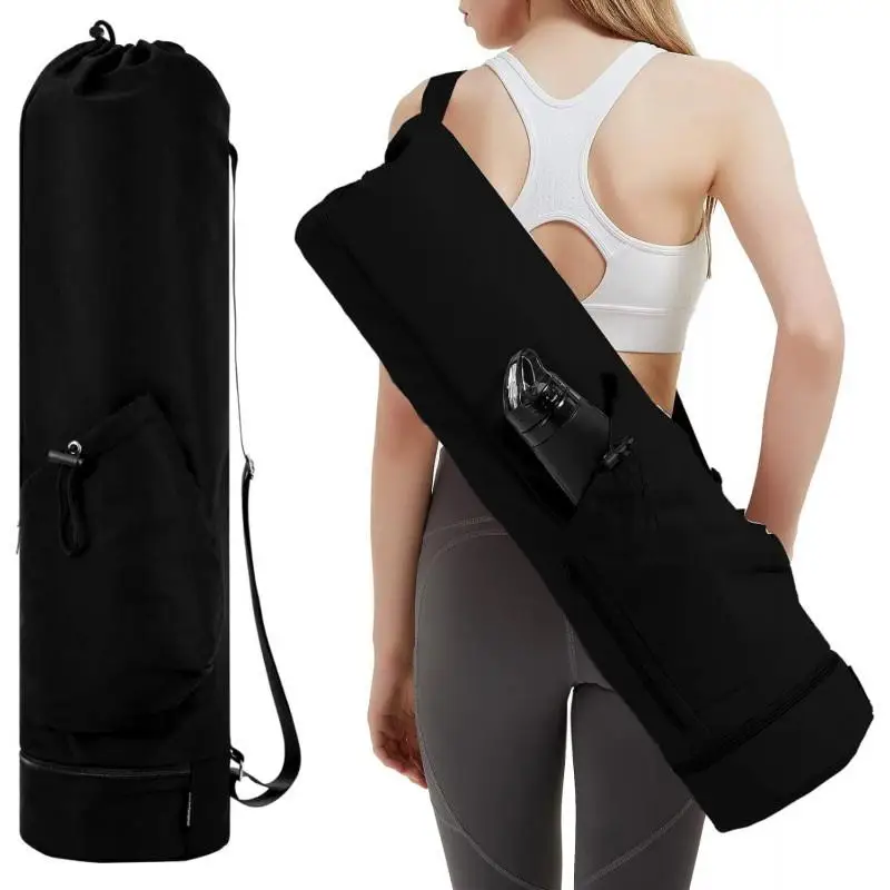 Bag With Water Bottle Pocket And Bottom Wet Bag Sports Yoga Mat Large Capacity Exercise Yoga Mat With Adjustable Shoulder Strap