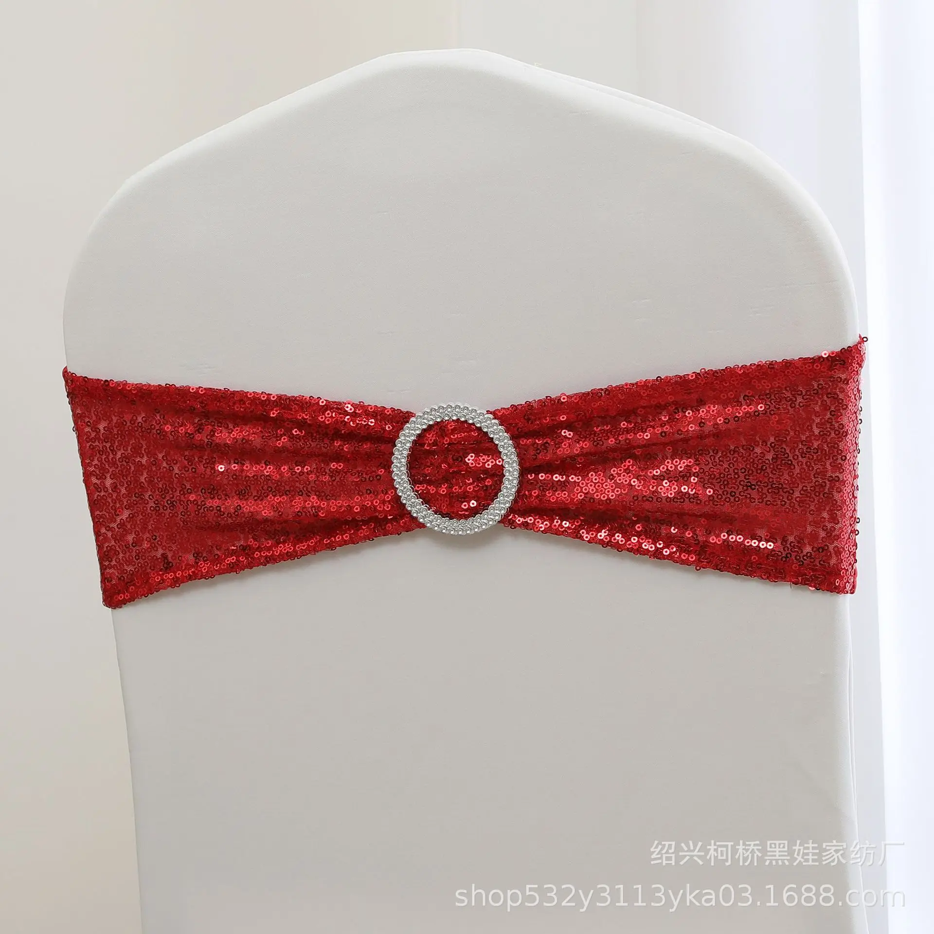 Sequin Chair Sashes Glitter Wedding Chair Bows Chair Back Covers for Wedding Party Banquet Baby Shower