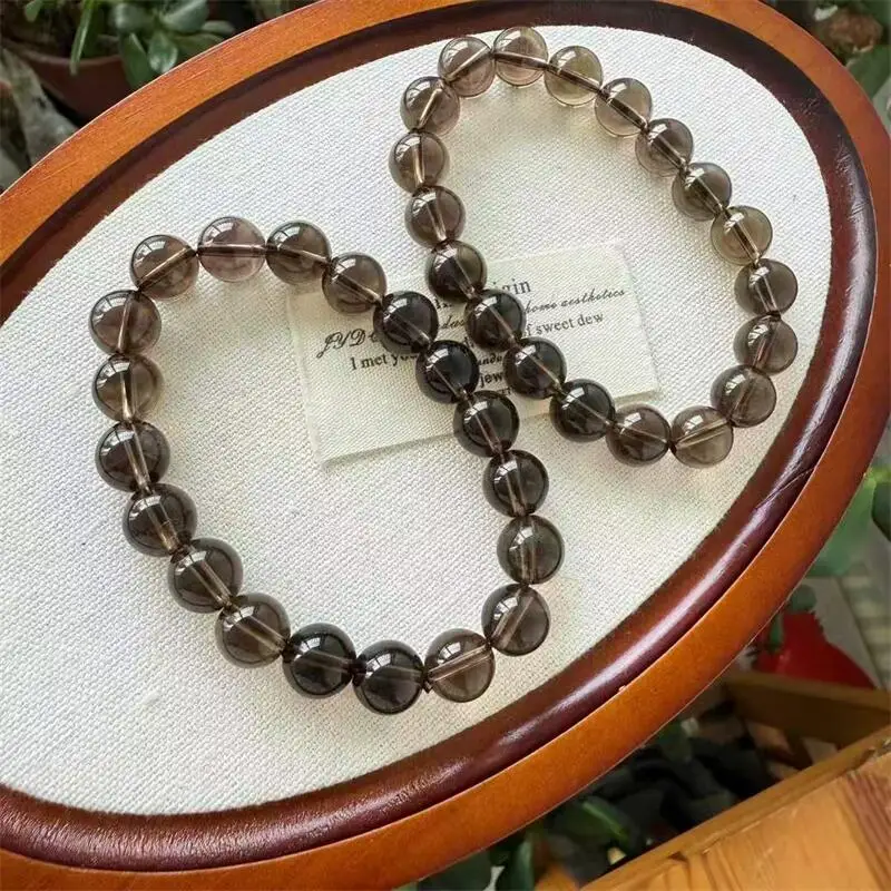 

Натуральный дымчатый кварцевый браслет из бисера, кристалл Рейки, целебный камень, модные украшения, подарок для женщин, 1 шт., 8/10 мм