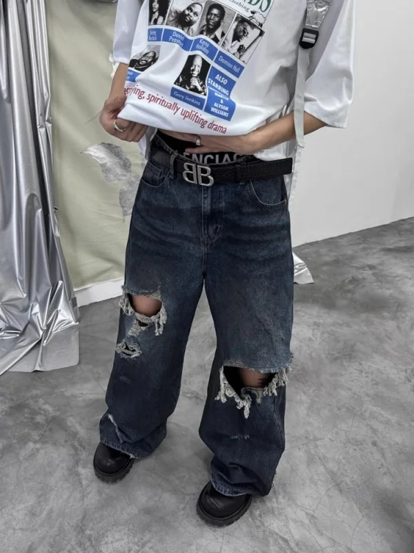 

Джинсы из американского денима в стиле ретро, свободные широкие длинные брюки, повседневные джинсы прямого кроя High Street Faion