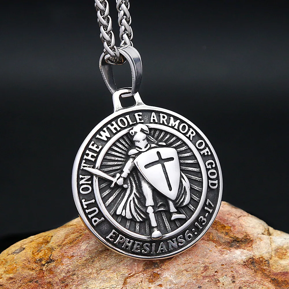 Vintage Ancient Greek Spartan Warrior Pendant Personalized Stainless Steel Shield Sword Necklaces for Men Cycling Party Jewelry