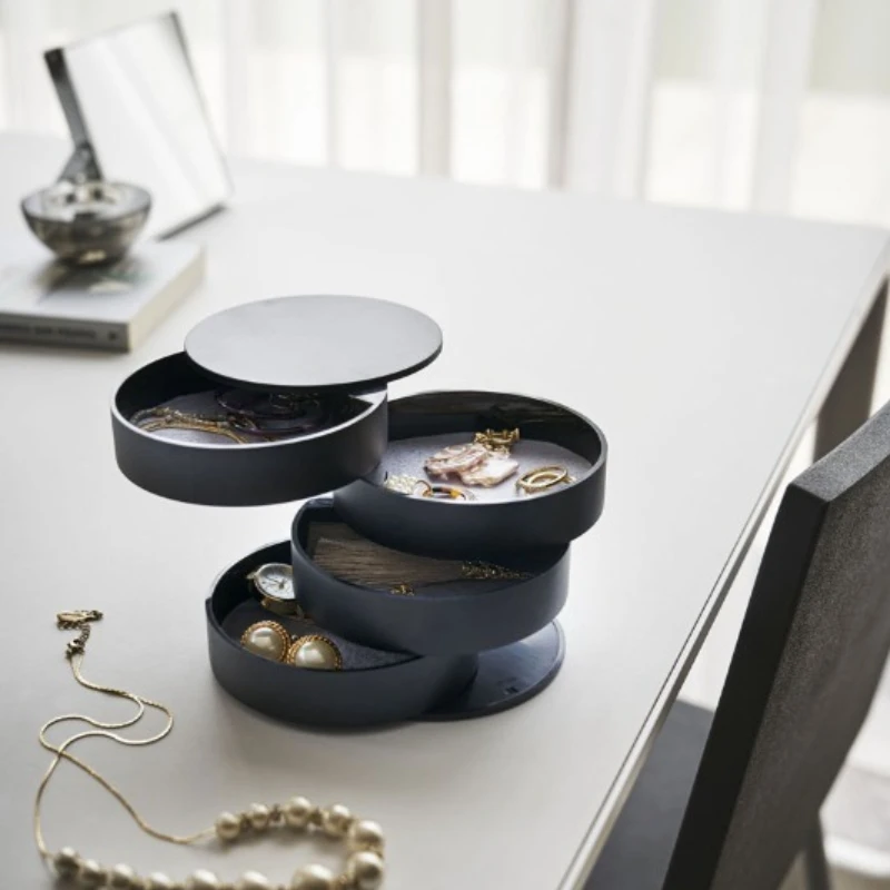 Create rotating creative girls desktop jewelry box, small accessories bracelet headrope finishing multi-layer storage box