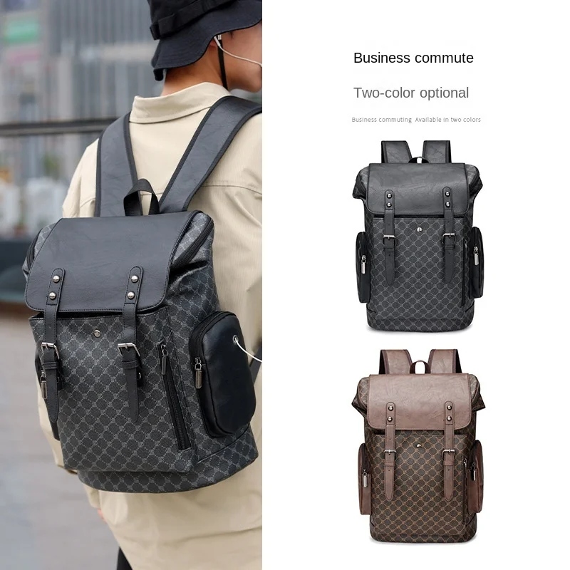 Mochila nueva 2025 para hombre, bolso informal con textura impresa para ordenador de negocios, Color a juego, viaje de negocios