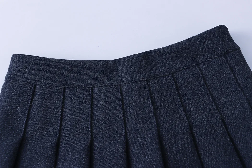 2024 New Women\'s Elegant A-Line Skirt Stretch High Waist Woolen Skirt Mini Vintage Pleated Skirt Femme Faldas Jupe Saia