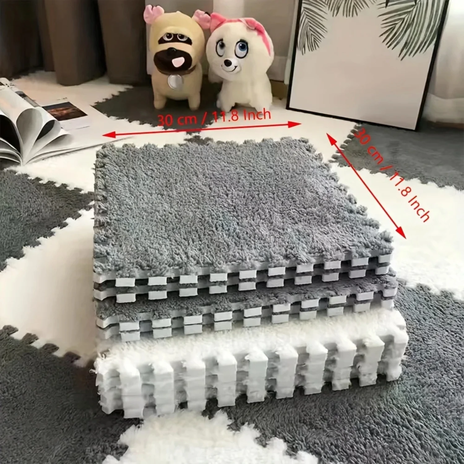 Ultra Soft Fluffy Shaggy Mat 10 Pcs - Color Block Plush Washable Carpet, Thin Bedside Area Rugs Bape room decor Silent hill Gta