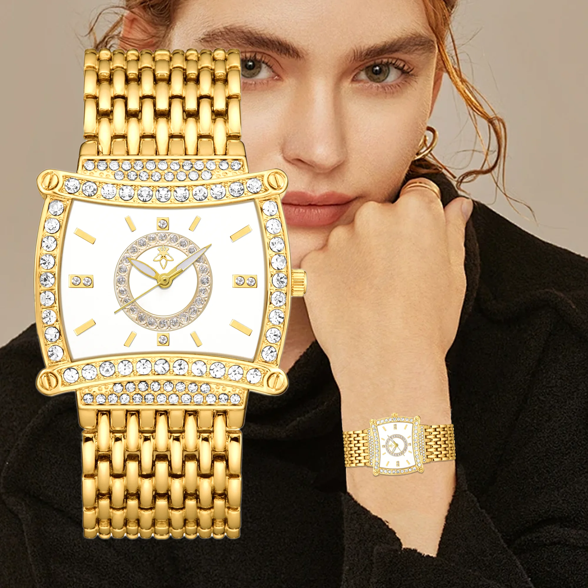 

YaLaLuSi Women's Fashion Square Watch, Shimmering Bezel Quartz Wristwatch, Waterproof Sports Casual Wrist Watch for Ladies, Free Shipping