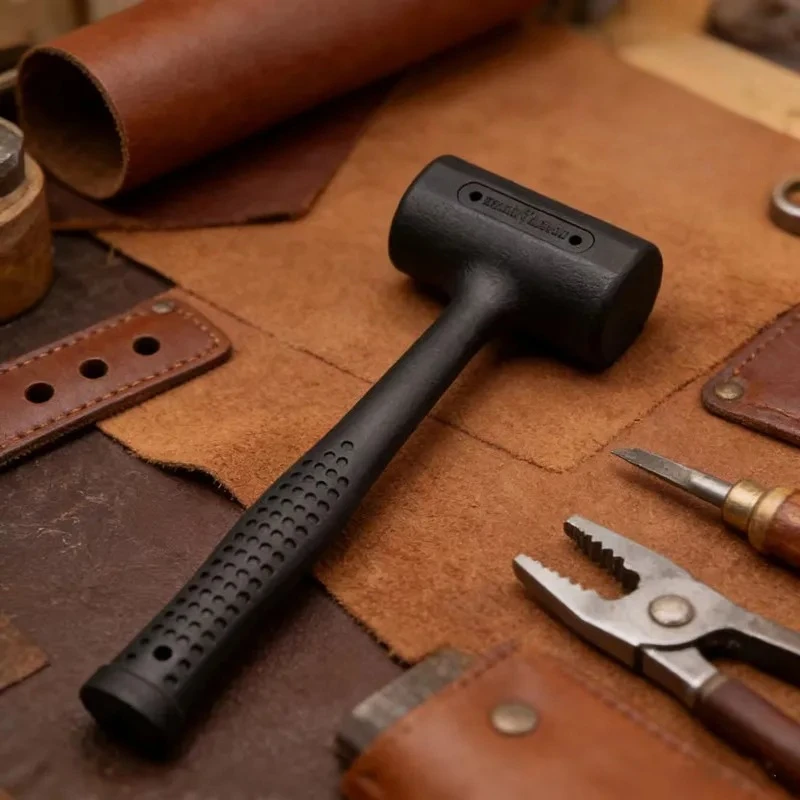 400g Rubber Maul - Non-Rebound Black Mallet for Leather Stitching & Punching | Solid Craft Tool for DIY Leatherwork