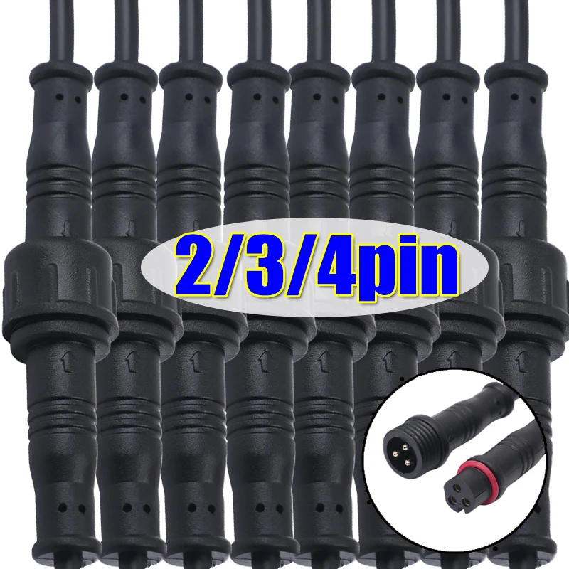 For Car LED Light Motorcycle Modification Accessories M12 IP67 Waterproof Connector Cable 2/4 Pin Male Female Plug with PVC Wire