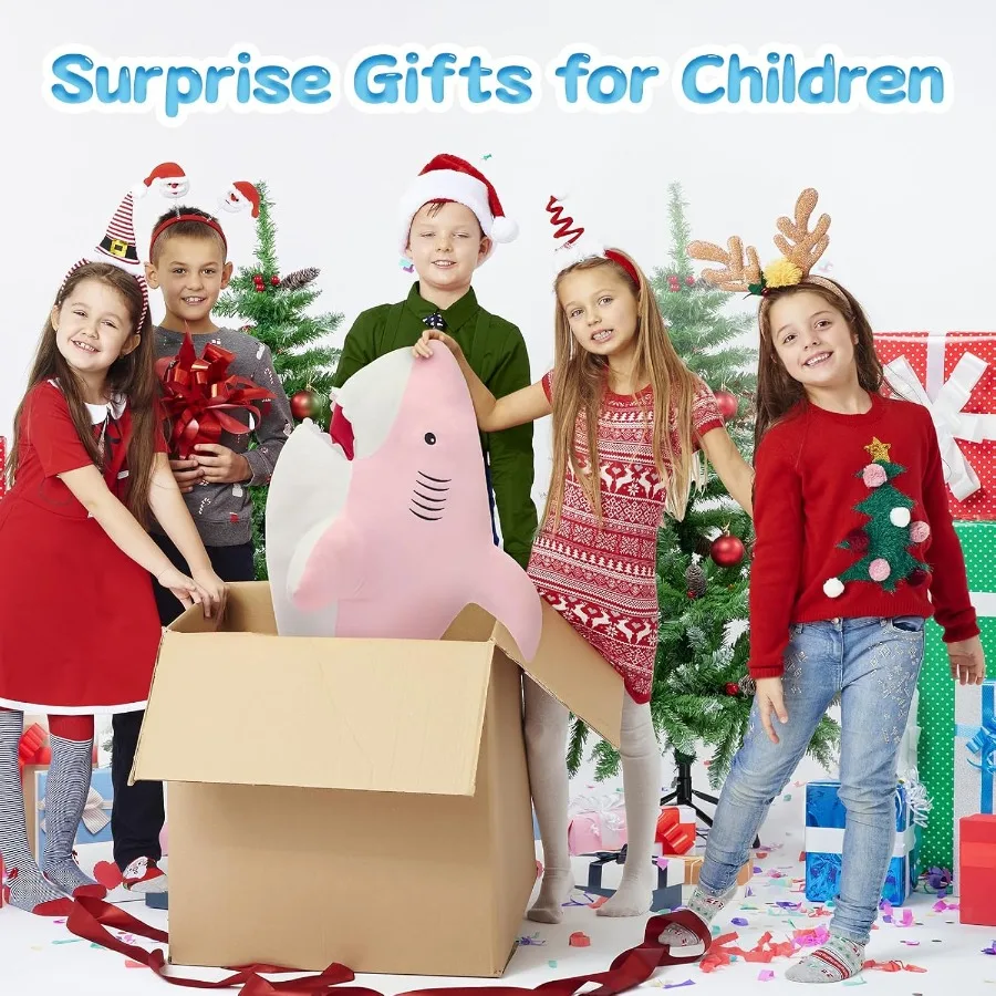 ตุ๊กตาฉลามสีชมพูขนาดใหญ่ 39 นิ้ว ของขวัญสำหรับแฟนสาว ของเล่นนุ่มสำหรับตกแต่งห้องนอนและเพิ่มความสบาย