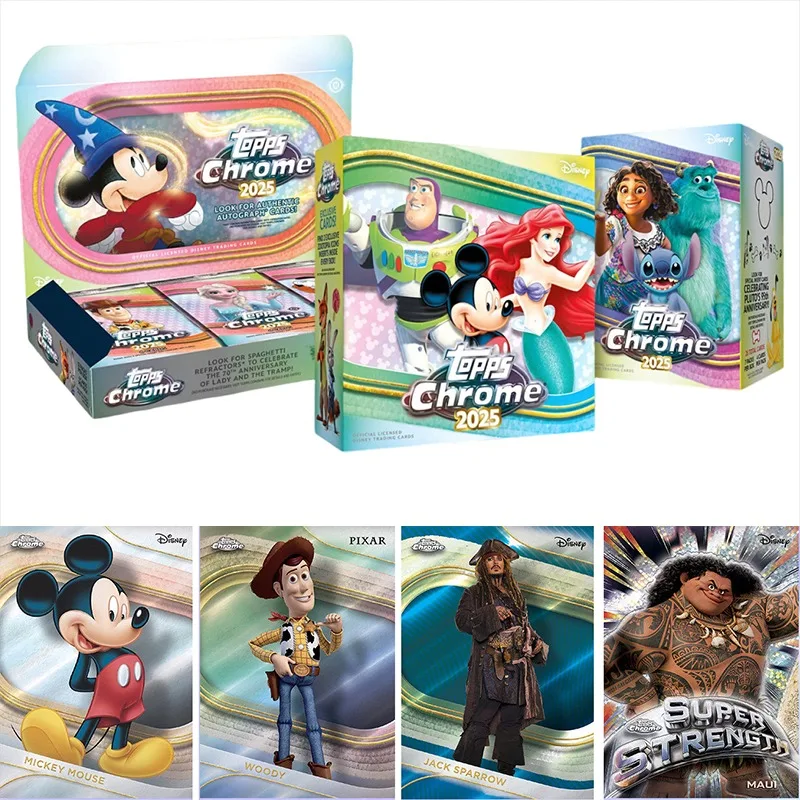 

Genuine 2025 Topps Disney Chrome Value Mega Box Cards Disney Mickey Mouse Elsa Zootopia Collectible Cards Gifts Toys