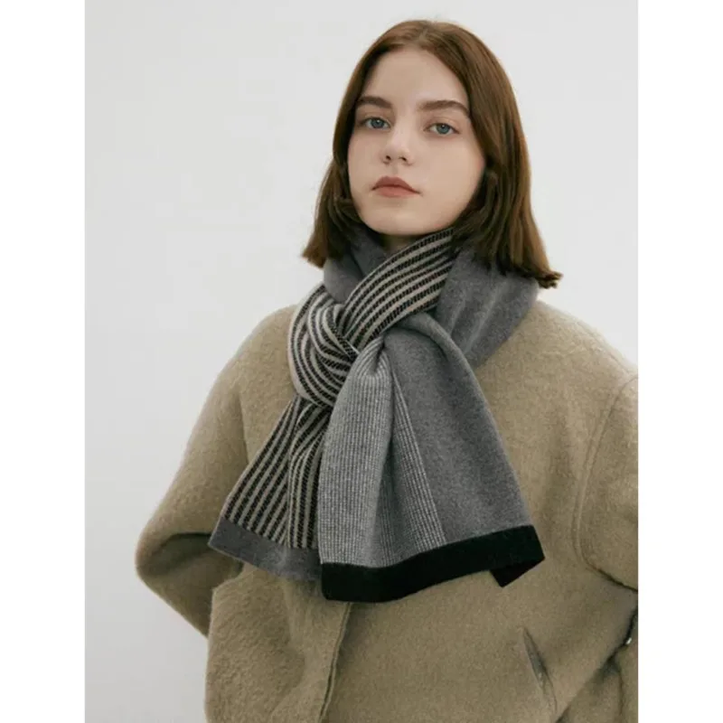 Scarf Women Solid Color Woolen Thick Warm Scarves Student Scarf Women Winter Korean Autumn Winter Simple All-Match Scarf C04