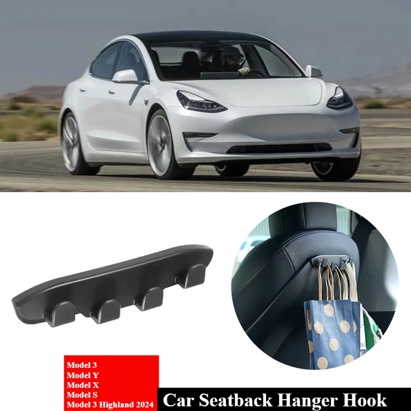 

Car Seatback Hanger Hook for Tesla Model 3 Y S X 3+ 2017-2024 Multi-use Purse Seat Back Organizers Purses Handbag Grocery Holder