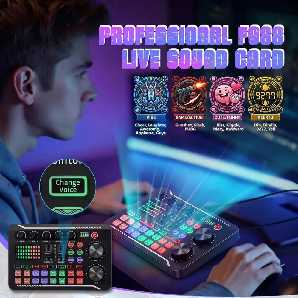 newA10R 2 Pack F998 Live Sound Card Audio Mixer Portable Podcast Audio Interface for Live Streaming, Recording, Gaming