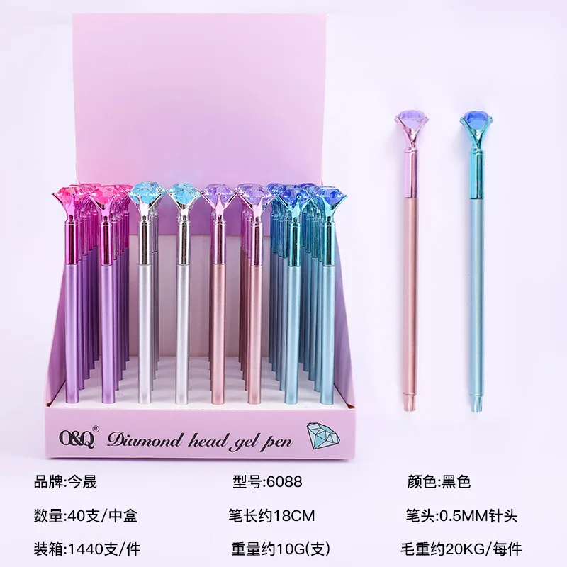 

40PCS Creative Diamond Rose Neutral Pen Ins Cross-Border Diamond Needle Head 0.5mm Vacuum Plated Signature Water-based Pen