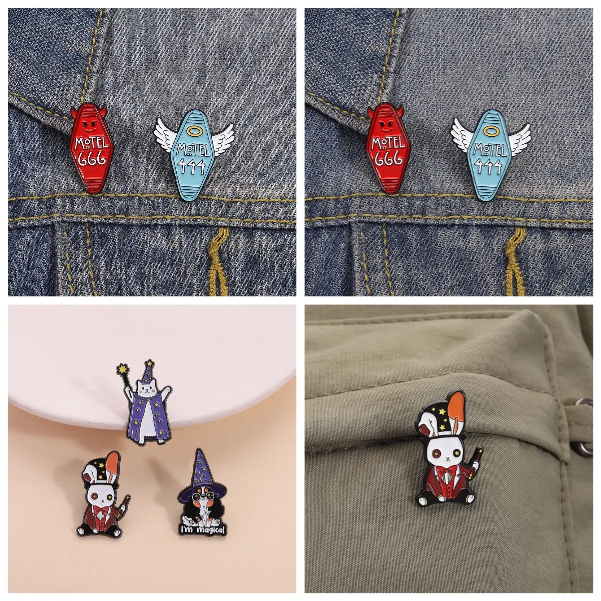 Pines Creative Movie Angel Demon Coffin Brooch Personalized Motor Digital Badge Accessory Enamel Pins Metal Badges for Clothes