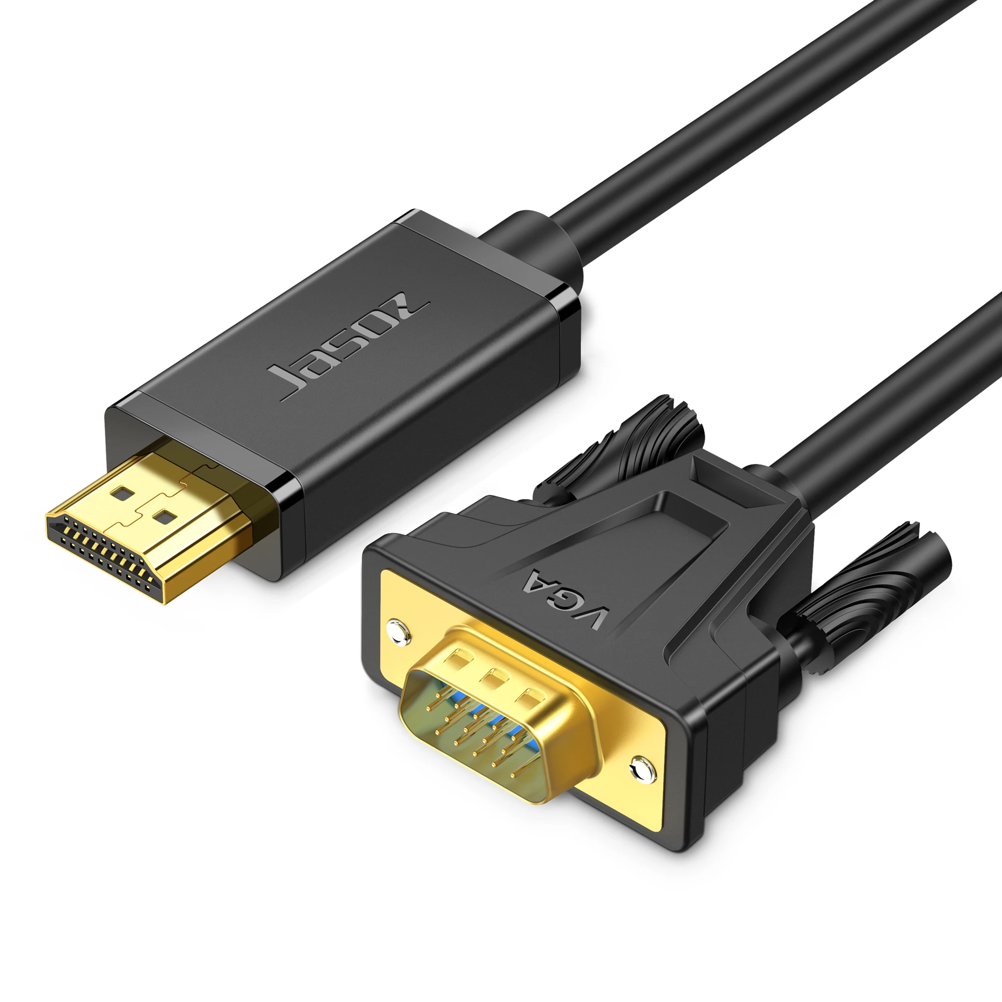 Jasoz HDMI naar VGA Kabeladapter met 3,5 mm Audio 1080P HDTV Male naar VGA Male Converter Kabel voor PC Laptop Projector PS5 Xbox