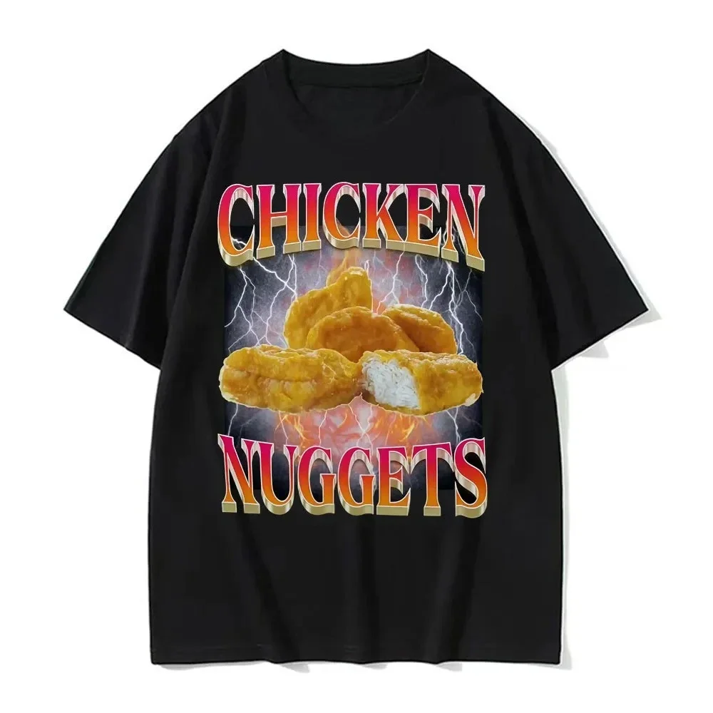Funny Chicken Nuggets Retro Style Meme Graphic T Shirts for Men and Women Hip Hop Gothic T Shirts Comfy Tops Graphic T Shirts