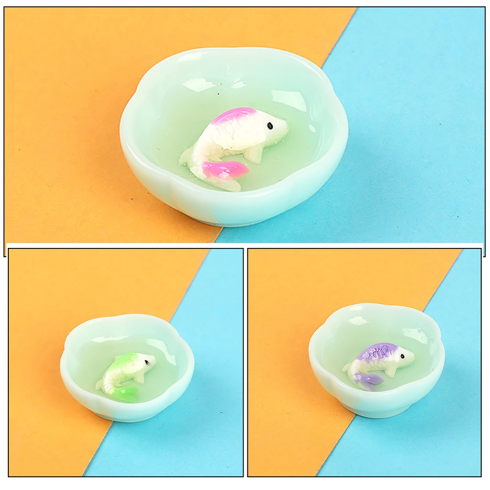

16 Pcs Simulated Fish Bowl Ornament Tank Mini Decor Miniature Dollhouse Resin Decorative
