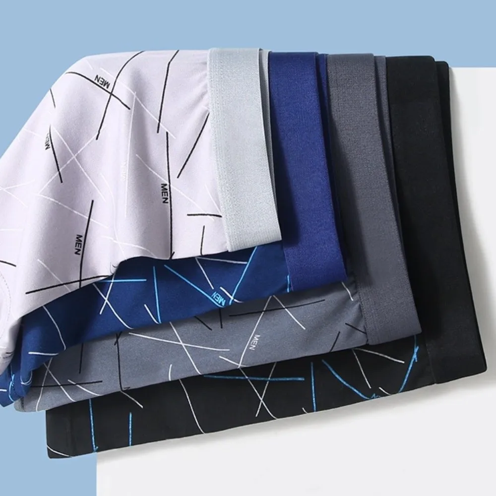 

Ins Fashion English Letter Men's Boxer Briefs Mid Waist Seamless Underwear for Man Lingerie Elastic Printed Panties Boys