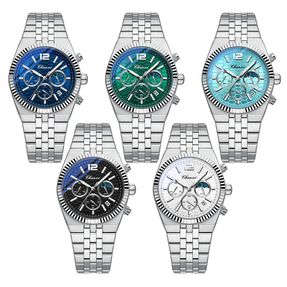 CHENXI ساعات رجالية أصلية للأعمال الرياضية كرونوغراف التقويم رمز الوقت ساعة سوار فولاذي ماركة فاخرة كوارتز ساعة رجالية #4