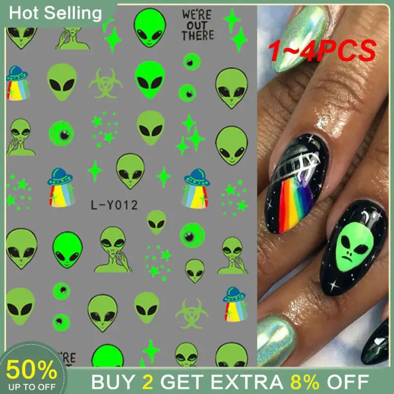 1~4PCS Luminous Spider Web Nail Art Sticker High Quality Halloween Unique And Stylish Nail Design Glowing Nail Sticker 3d Design