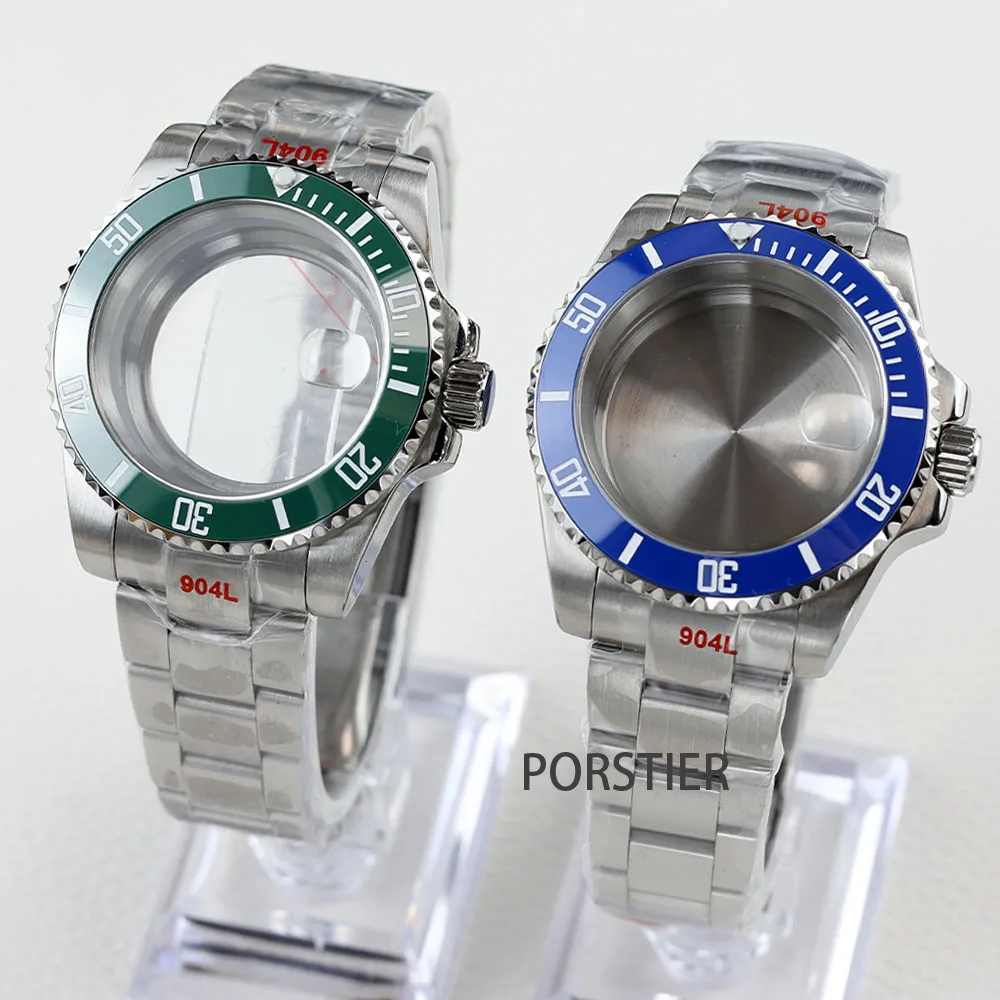 Boîtier de Montre en Verre Saphir Étanche, Bracelet Huître/Jubilee, pour Mouvement SeATM NH34 NH35/ NH36, Boîtier Sous-Marin à Cadran de 28.5mm, 40mm