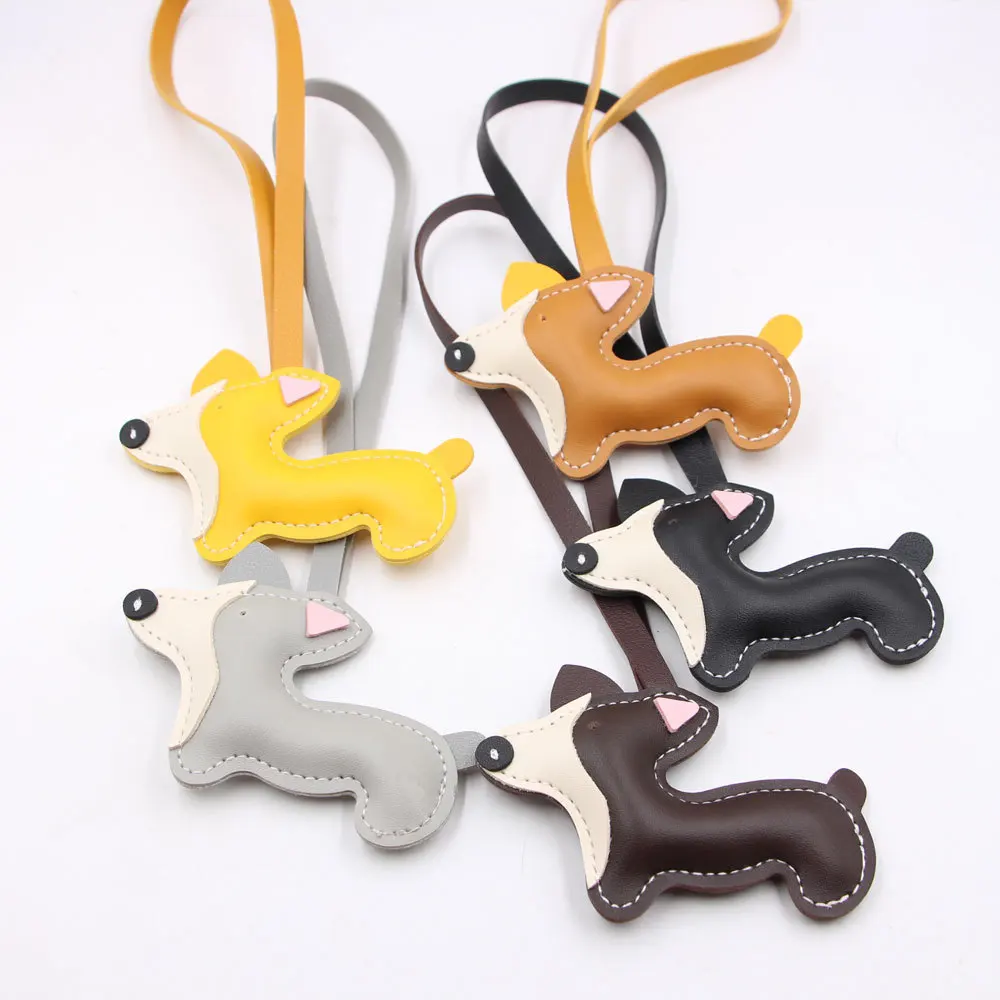New Cute Multi-Layer Three-Dimensional Corgi Puppy Leather Fashion Luggage Pendant Cute Keychain