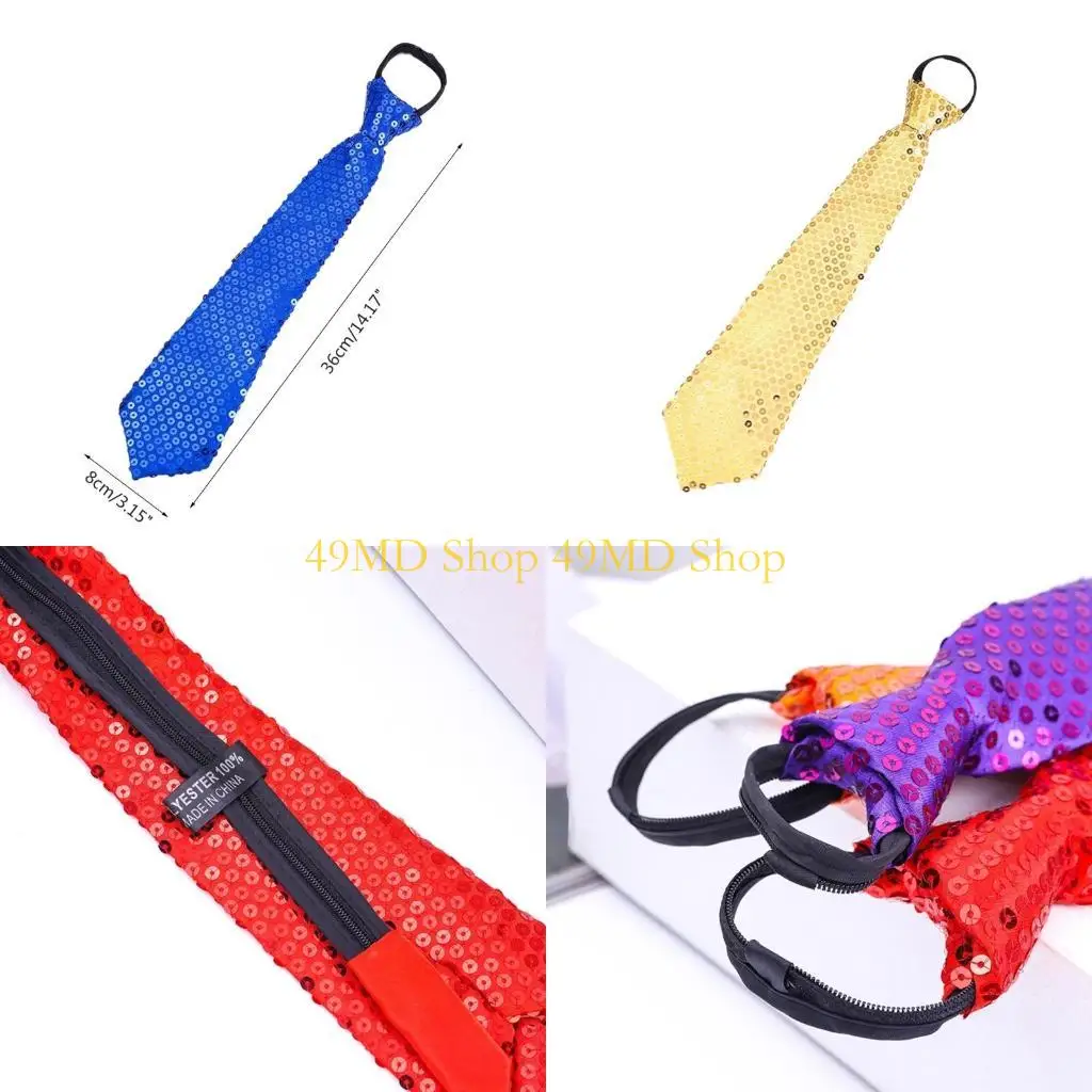 

49MD Unisex Glitter Sequins Tie с молнией для свадебных костюмов для выпускной вечеринки