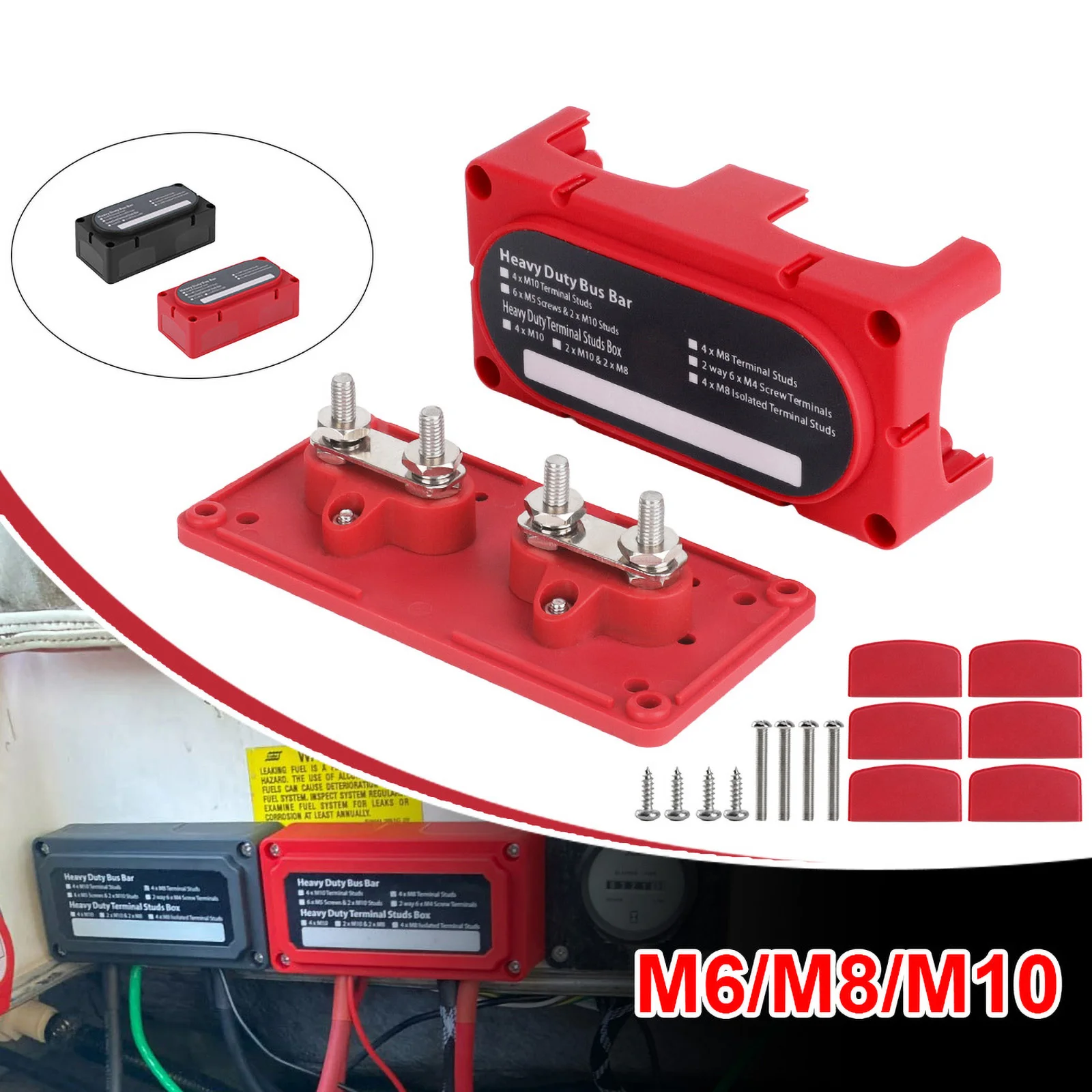 

12/48V 300A Heavy Duty Power Distribution Block Module Design Marine Bus Bar Universal for Truck for Car for Boat M6 M8 M10