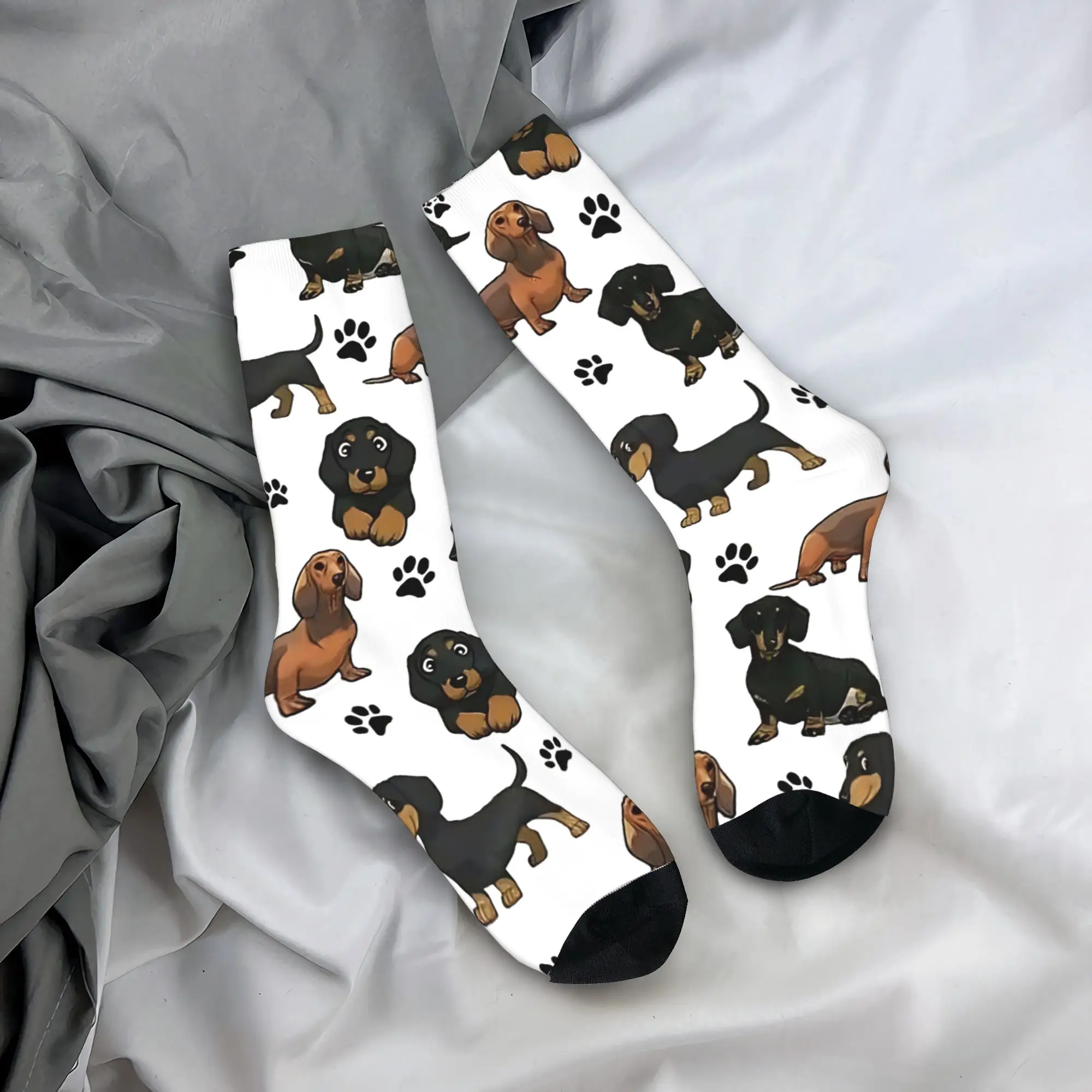 

Забавные носки с мультяшными таксами, милые зимние носки, мягкие носки для пар, нескользящие носки для бега
