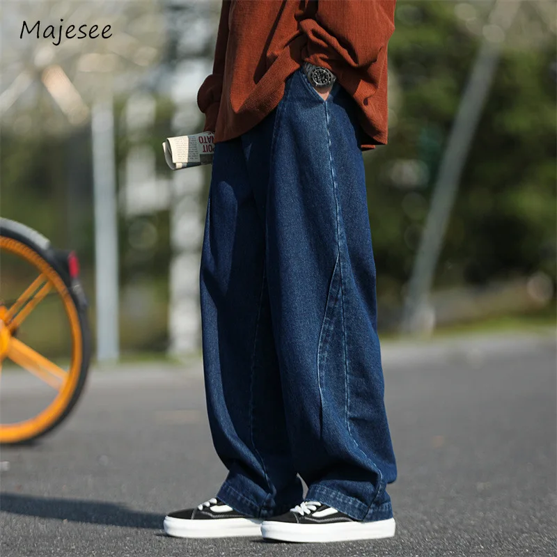 

Vintage Jeans Men Autumn Full Length Loose Washed Advanced Trousers Fashion Prevalent Outer Bottoms Harajuku Teens City Boy 2023