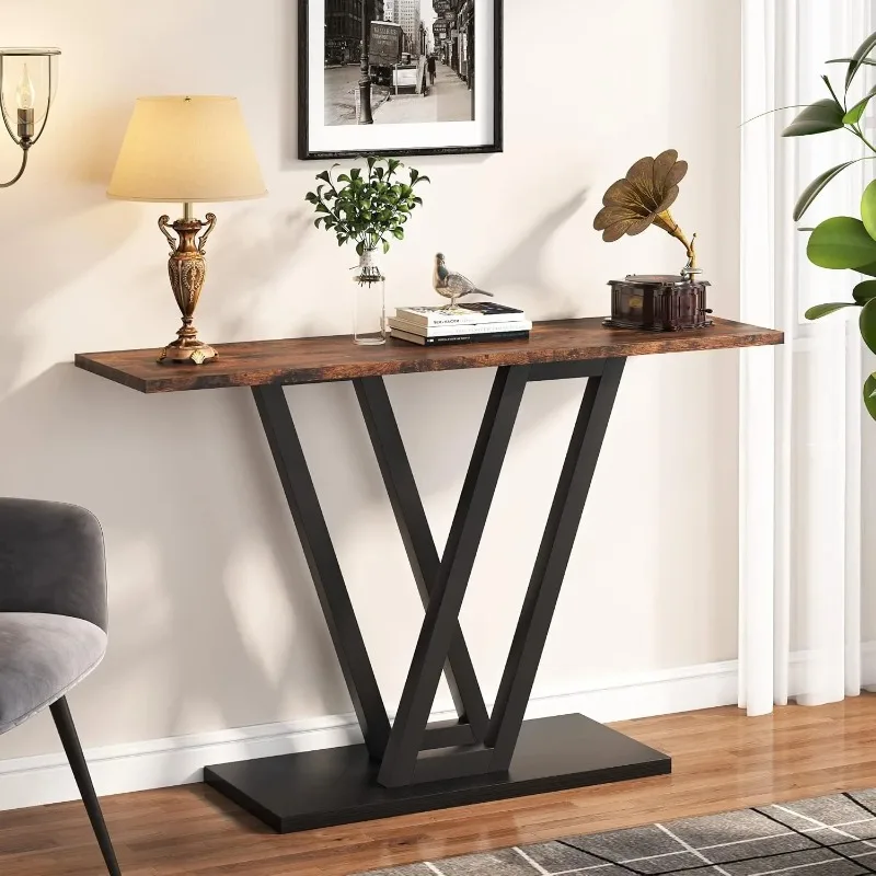 

Console Table, Industrial Hallway Table for Entryway, 43 Inch Entryway Tables Narrow Sofa Table for Living Room, Rustic Brown