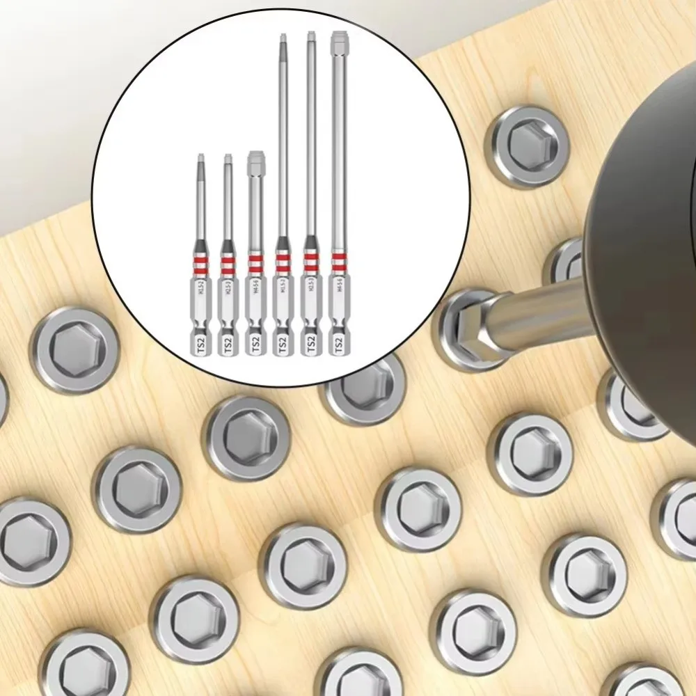 1pc 65/100mm Electric Screwdriver Bits Pagoda-Shaped Design S2 Alloy Steel Hex Bit Magnetic Hex Shank Multiple Sizes Tool Bit