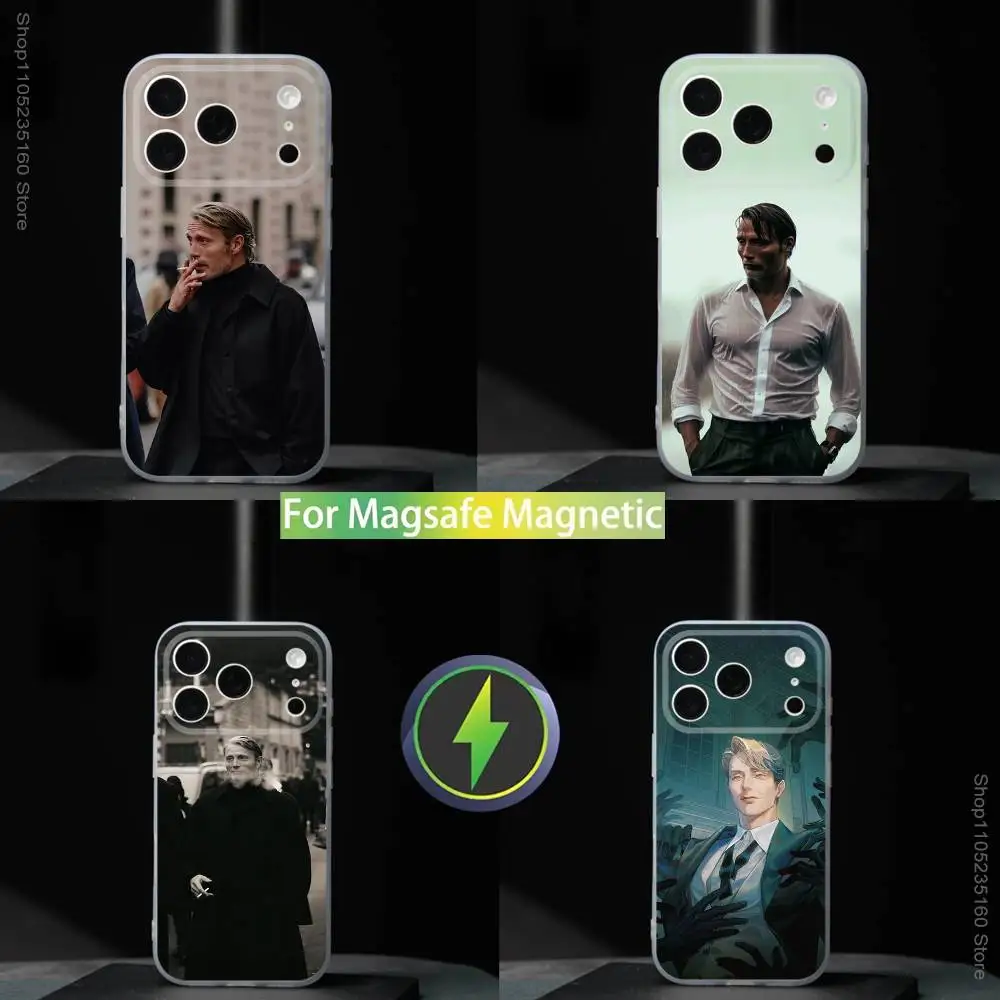 

Mads M-Mikkelsen Actor For iPhone 11,12,13,14,15,16,17,Pro,Max,Plus,Mini,SE4,E Phone Case Magnetic For Magsafe Wireless
