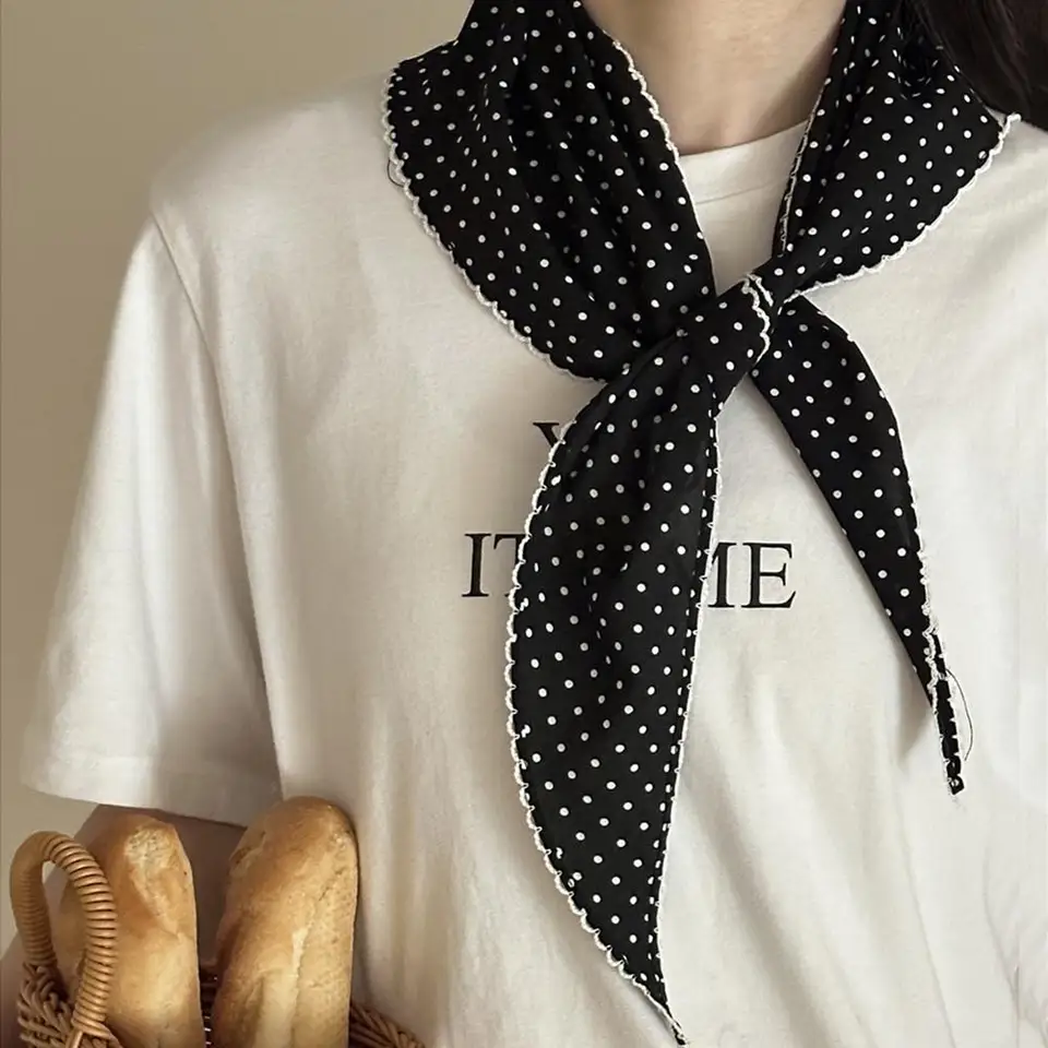 2025 Fashion Korean Polka Dot Neck Scarf Shawl French Lace  display picture 3