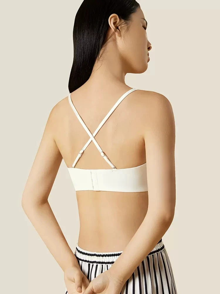 BirdTree Silk Lining Wire Free Soft Bra, Women Satin Silky, Sexy Comfortable Underwear, 2025 Spring Summer New P42854QM