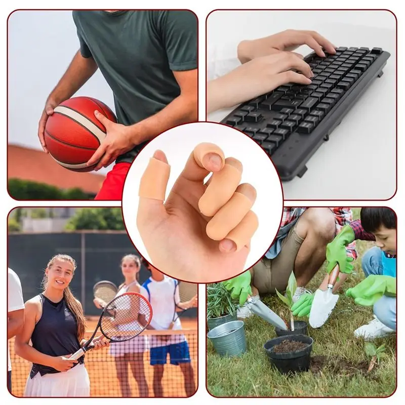 A98Z 20Pcs Silicone Finger Protectors Beige Finger Cots Thumb Bandage Rubber Fingers Tips Thumb Protector