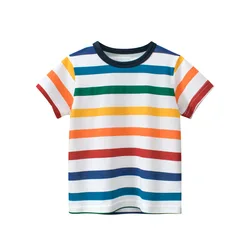 Summer 2024 Children Clothing Color Striped Baby Boys T-shirt For Girls Short Sleeve T-shirt 2-6Year Kids Top