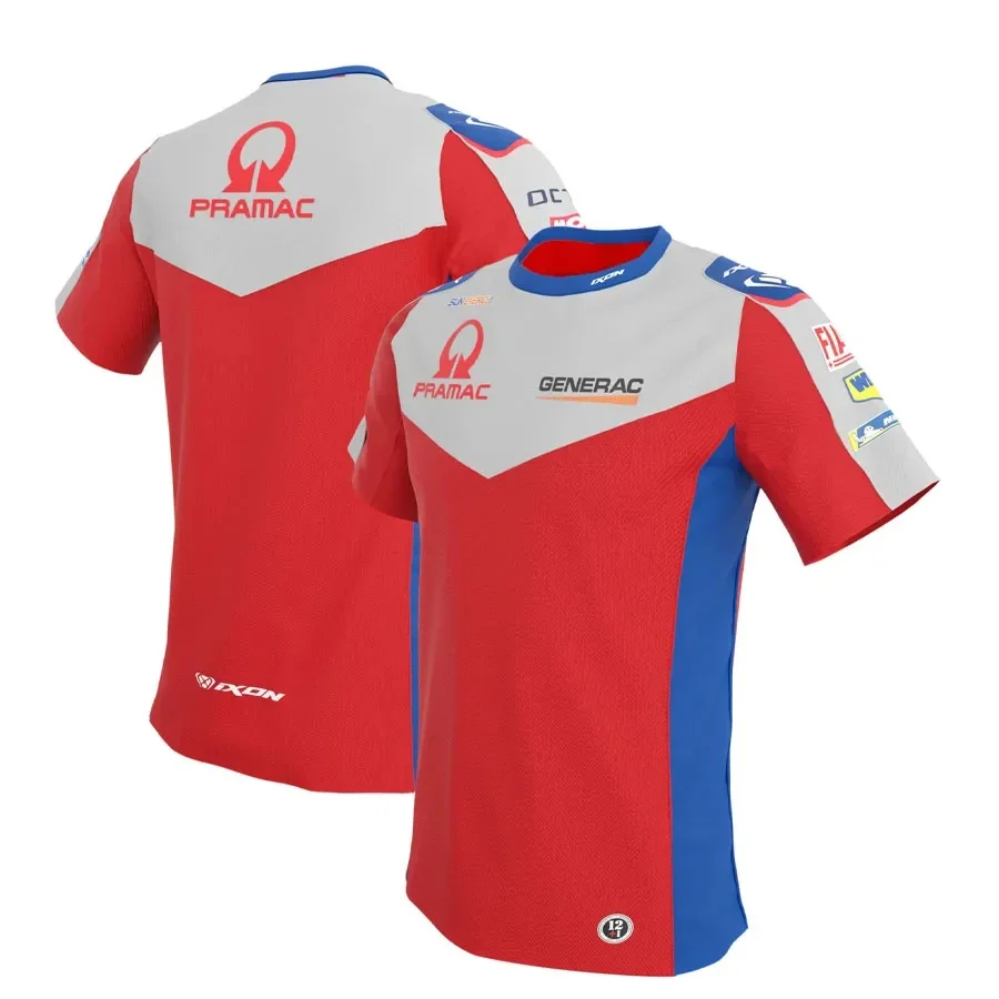 2024 Moto Gp For Pramac Team Martin Fans Short Sleeve Tops Mens T-shirt Moto Race Men's 2024 Summer New Track Red Style T-Shirt