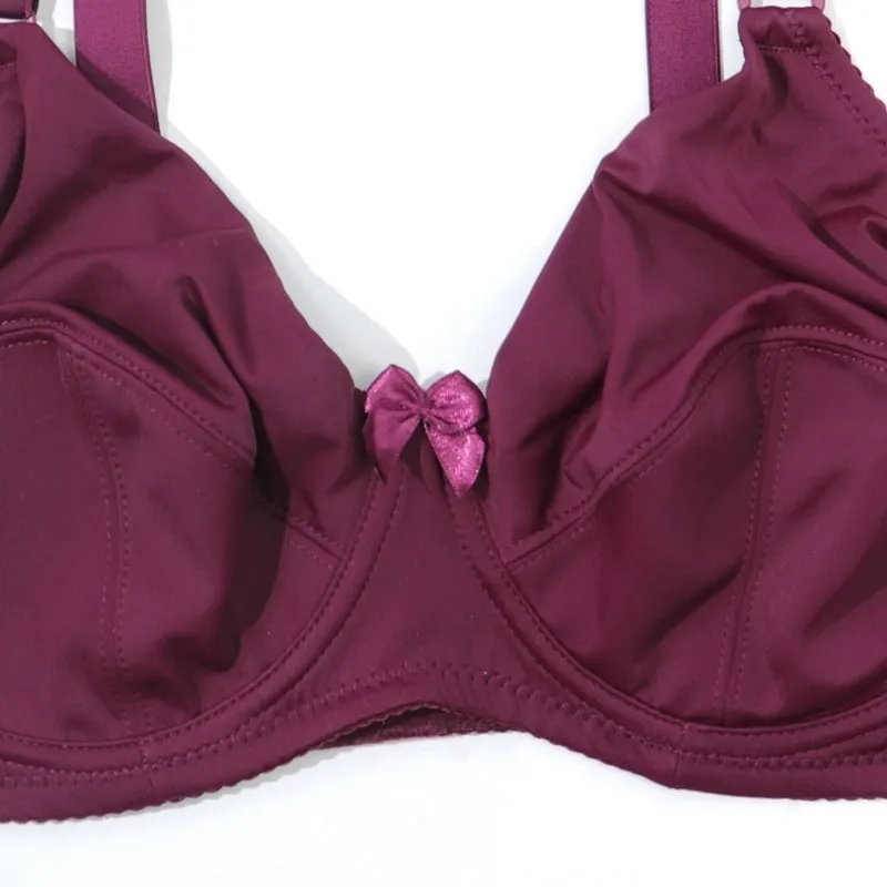 Beauwear-sutiã liso de tamanho grande com arame para mulheres, bralette sem acolchoado para seios grandes, copa C D E F, cor pura