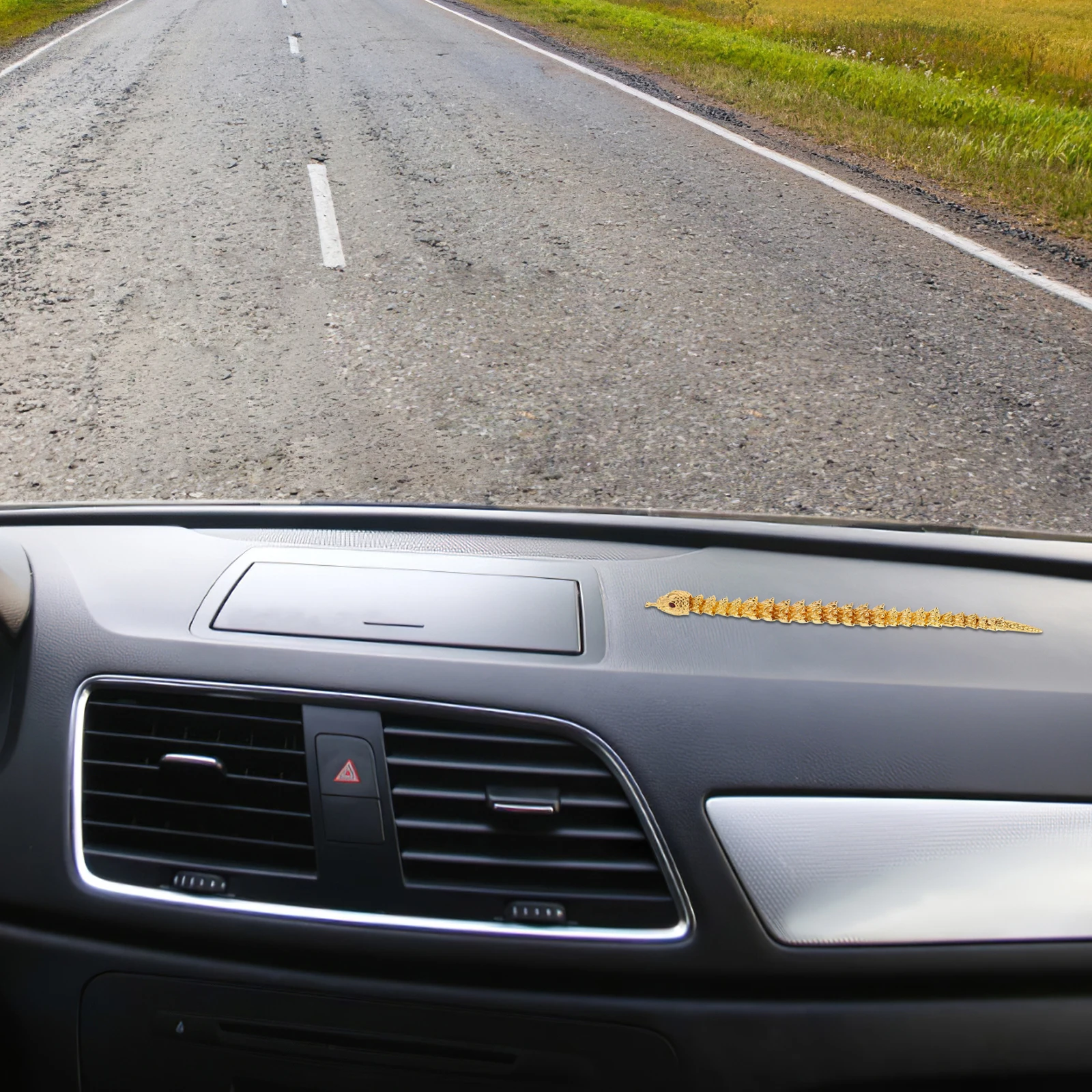 

Snake Themed Metal Ornament Movable Joints Traditional Chinese Decor Modern Artistry Desktop Home Office Car Decoration